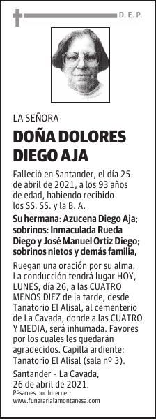 DOÑA DOLORES DIEGO AJA