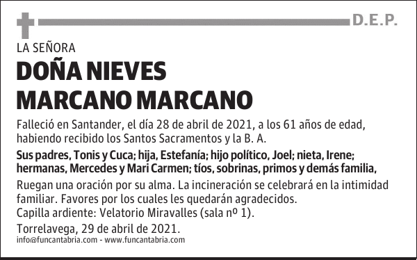 DOÑA NIEVES MARCANO MARCANO
