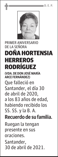 DOÑA HORTENSIA HERREROS RODRÍGUEZ
