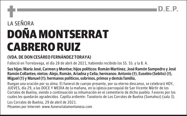 DOÑA MONTSERRAT CABRERO RUIZ