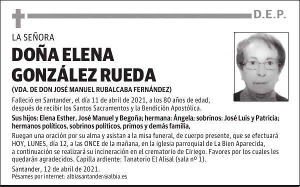 DOÑA ELENA GONZÁLEZ RUEDA