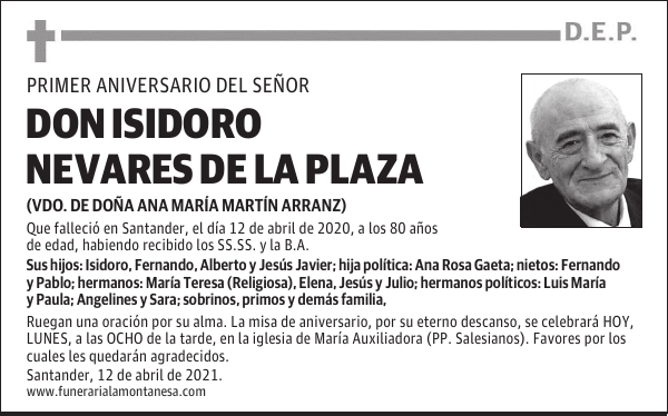 DON ISIDORO NEVARES DE LA PLAZA