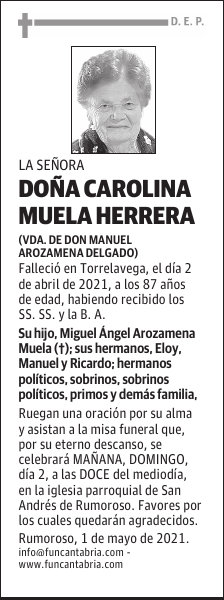 DOÑA CAROLINA MUELA HERRERA