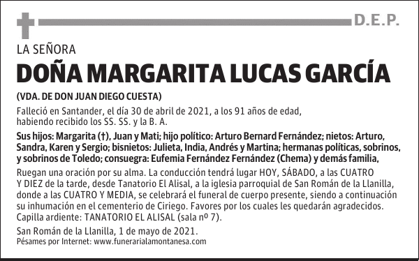 DOÑA MARGARITA LUCAS GARCÍA