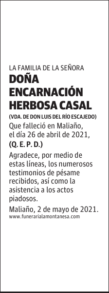 DOÑA ENCARNACIÓN HERBOSA CASAL