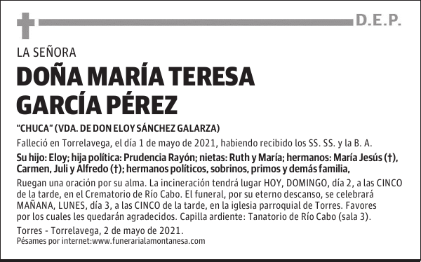 DOÑA MARÍA TERESA GARCÍA PÉREZ
