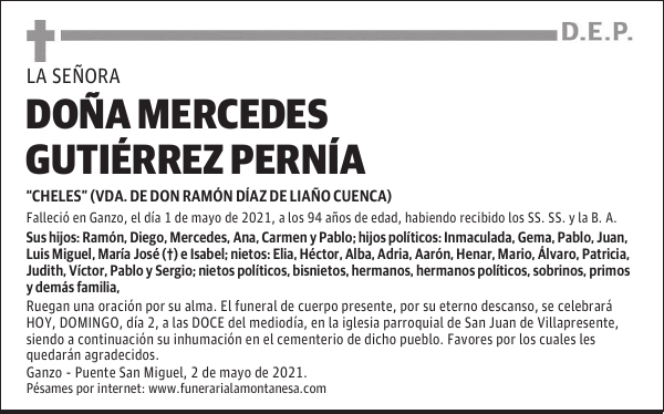 DOÑA MERCEDES GUTIÉRREZ PERNÍA