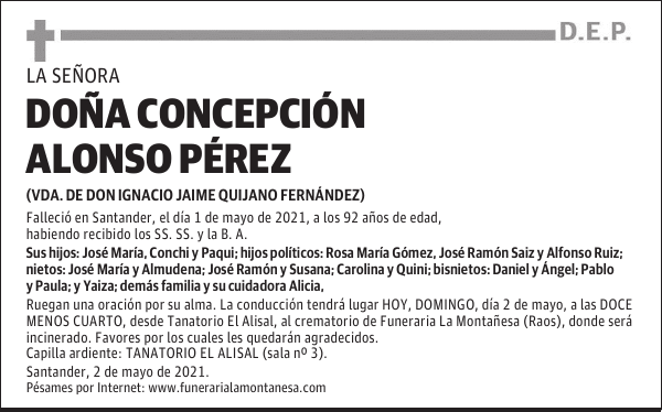 DOÑA CONCEPCIÓN ALONSO PÉREZ