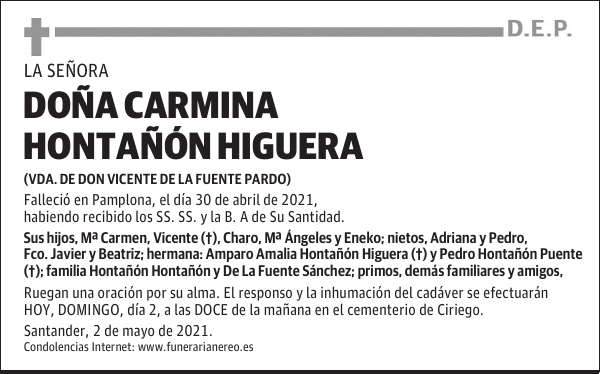 DOÑA CARMINA HONTAÑÓN HIGUERA