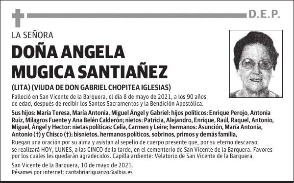 DOÑA ANGELA MUGICA SANTIAÑEZ