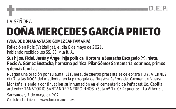DOÑA MERCEDES GARCÍA PRIETO