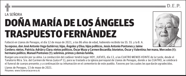 DOÑA MARÍA DE LOS ÁNGELES TRASPUESTO FERNÁNDEZ