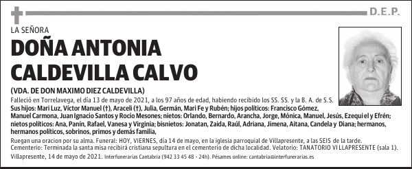 DOÑA ANTONIA CALDEVILLA CALVO