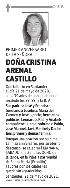 DOÑA CRISTINA ARENAL CASTILLO