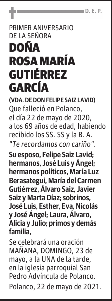 DOÑA ROSA MARÍA GUTIÉRREZ GARCÍA