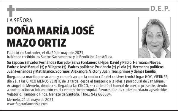 DOÑA MARÍA JOSÉ MAZO ORTIZ