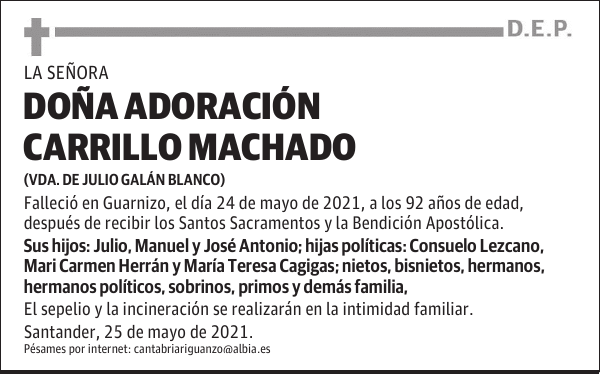 DOÑA ADORACIÓN CARRILLO MACHADO