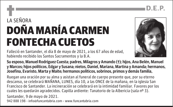 DOÑA MARÍA CARMEN FONTECHA CUETOS