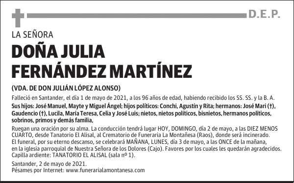 DOÑA JULIA FERNÁNDEZ MARTÍNEZ