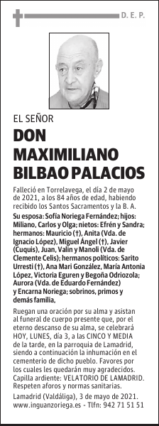 DON MAXIMILIANO BILBAO PALACIOS