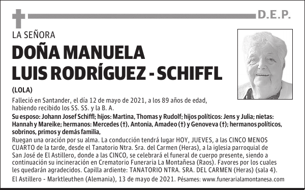 DOÑA MANUELA LUIS RODRÍGUEZ - SCHIFFL