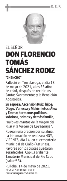 DON FLORENCIO TOMÁS SÁNCHEZ RODIZ