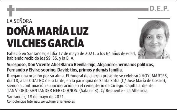 DOÑA MARÍA LUZ VILCHES GARCÍA