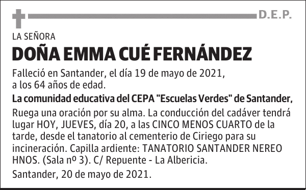 DOÑA EMMA CUÉ FERNÁNDEZ