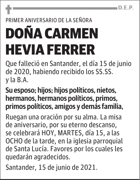 DOÑA CARMEN HEVIA FERRER