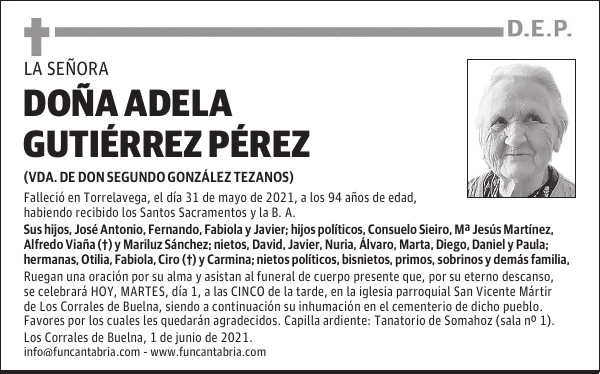DOÑA ADELA GUTIÉRREZ PÉREZ