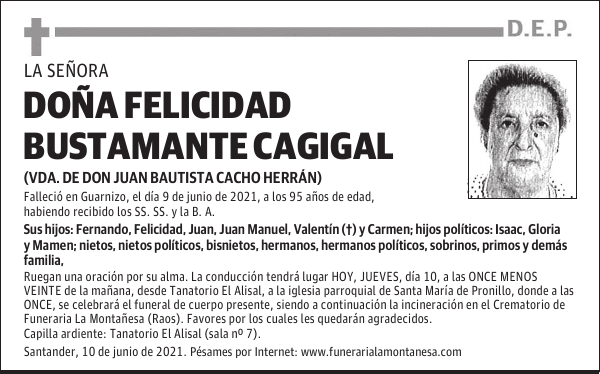DOÑA FELICIDAD BUSTAMANTE CAGIGAL