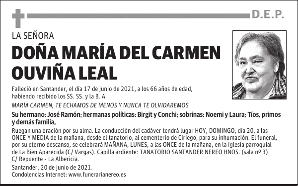 DOÑA MARÍA DEL CARMEN OUVIÑA LEAL