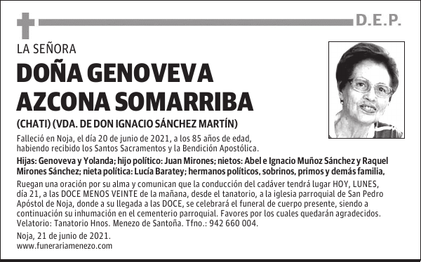 DOÑA GENOVEVA AZCONA SOMARRIBA