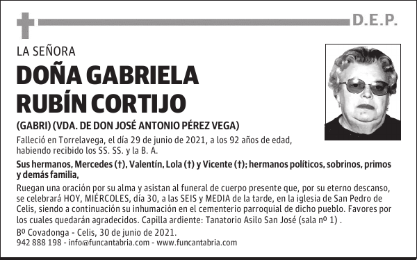 DOÑA GABRIELA RUBÍN CORTIJO