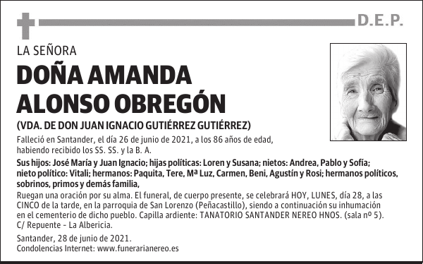 DOÑA AMANDA ALONSO OBREGÓN