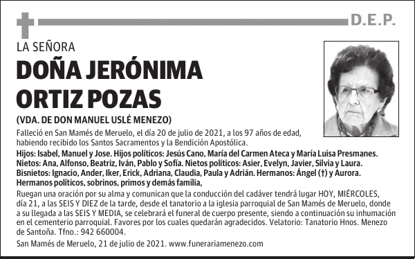 DOÑA JERÓNIMA ORTIZ POZAS