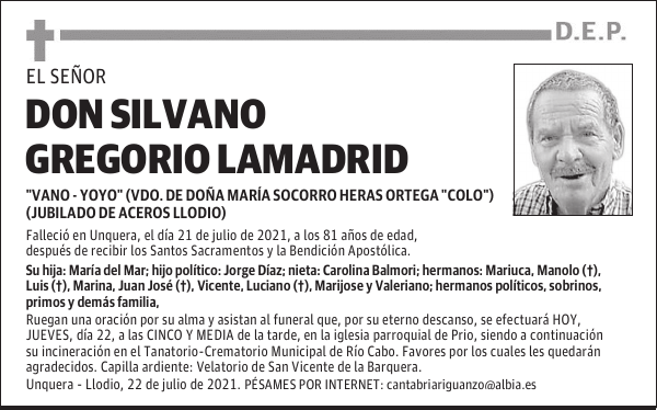 DON SILVANO GREGORIO LAMADRID