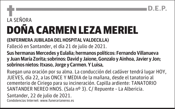 DOÑA CARMEN LEZA MERIEL