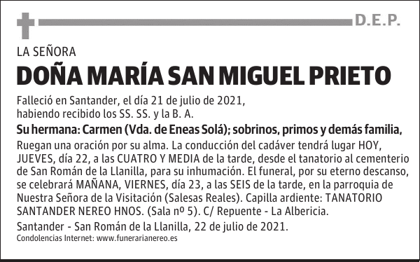 DOÑA MARÍA SAN MIGUEL PRIETO