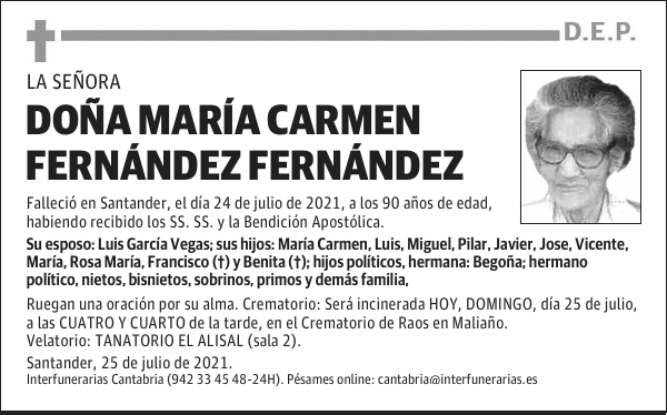 DOÑA MARÍA CARMEN FERNÁNDEZ FERNÁNDEZ