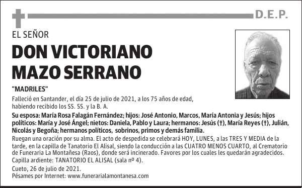 DON VICTORIANO MAZO SERRANO