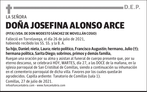 DOÑA JOSEFINA ALONSO ARCE