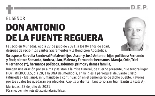 DON ANTONIO DE LA FUENTE REGUERA