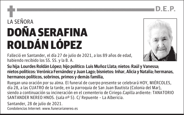 DOÑA SERAFINA ROLDÁN LÓPEZ