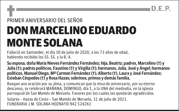 DON MARCELINO EDUARDO MONTE SOLANA