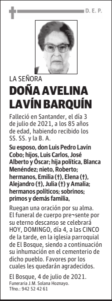 DOÑA AVELINA LAVÍN BARQUÍN