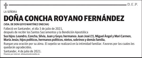 DOÑA CONCHA ROYANO FERNÁNDEZ
