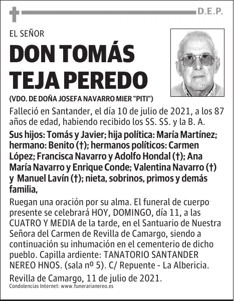 DON TOMÁS TEJA PEREDO