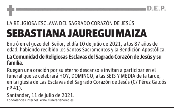 SEBASTIANA JAUREGUI MAIZA