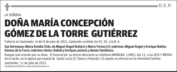DOÑA MARÍA CONCEPCIÓN GÓMEZ DE LA TORRE GUTIÉRREZ